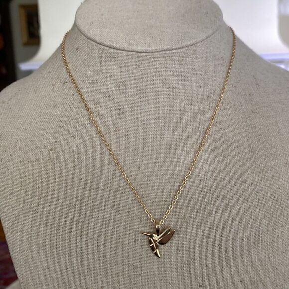 NEW! “Life Is Beautiful” Hummingbird Gold Tone Adjustable Necklace - Picture 2 of 9
